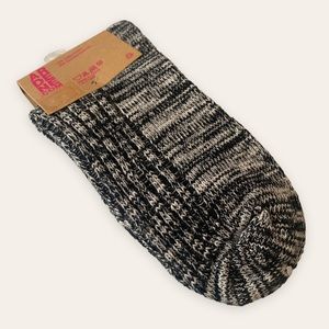 Fall Winter Cotton Hiking Long Ribbed Heather Stripe Socks in Black, Brown (O/S)